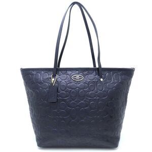 COACH F34712 Tote Bag Leather Navy Outlet Women's 352961